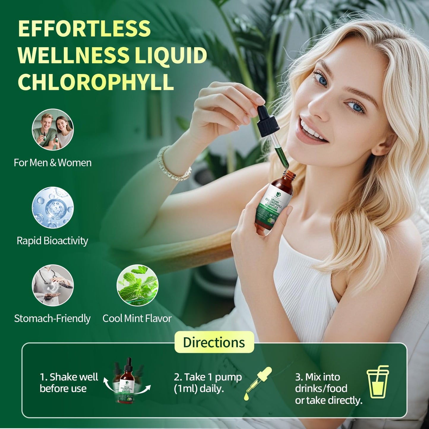 Lukaree Chlorophyll Liquid Drops 200mg - 4X Concentrated Mint Flavor
