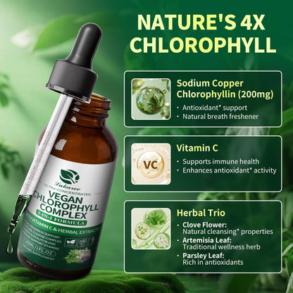 Lukaree Chlorophyll Liquid Drops 200mg - 4X Concentrated Mint Flavor