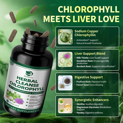 Lukaree Chlorophyll Herbal Complex Capsules | 90 Vegan Detox & Digestive Health