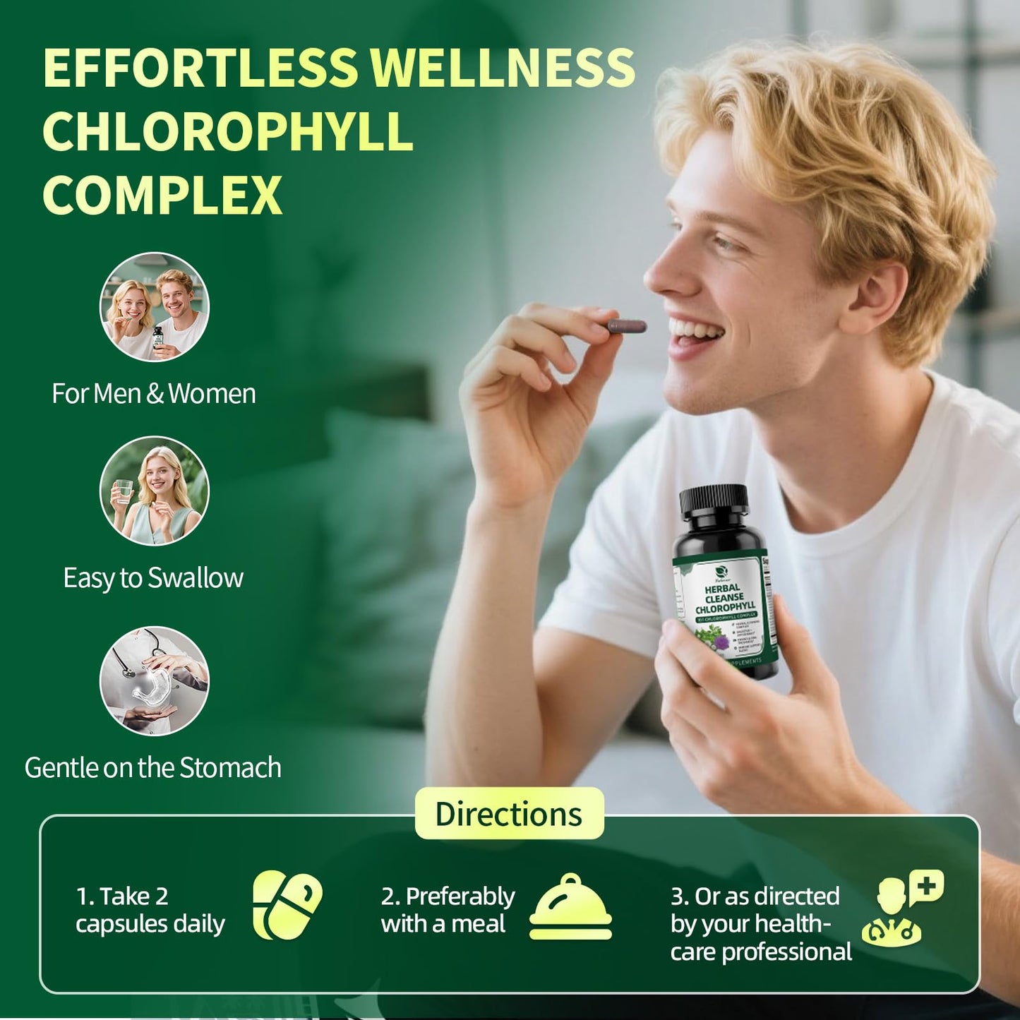 Lukaree Chlorophyll Herbal Complex Capsules | 90 Vegan Detox & Digestive Health