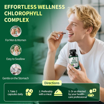 Lukaree Chlorophyll Herbal Complex Capsules | 90 Vegan Detox & Digestive Health