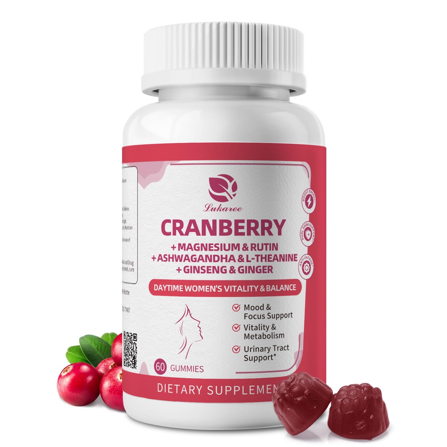 Lukaree Cranberry Gummies for Women – UTI Support, Mood & Energy