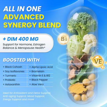 Lukaree DIM Supplement 400MG for Women | Liposomal Estrogen Support & Antioxidant | Vegan 60 Count