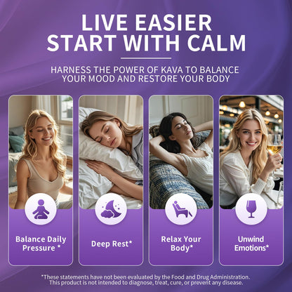 Kava Kava Root Extract - Liposomal Kava + L-Theanine, 50% Kavalactones, Sleep & Mood Support, 60ct