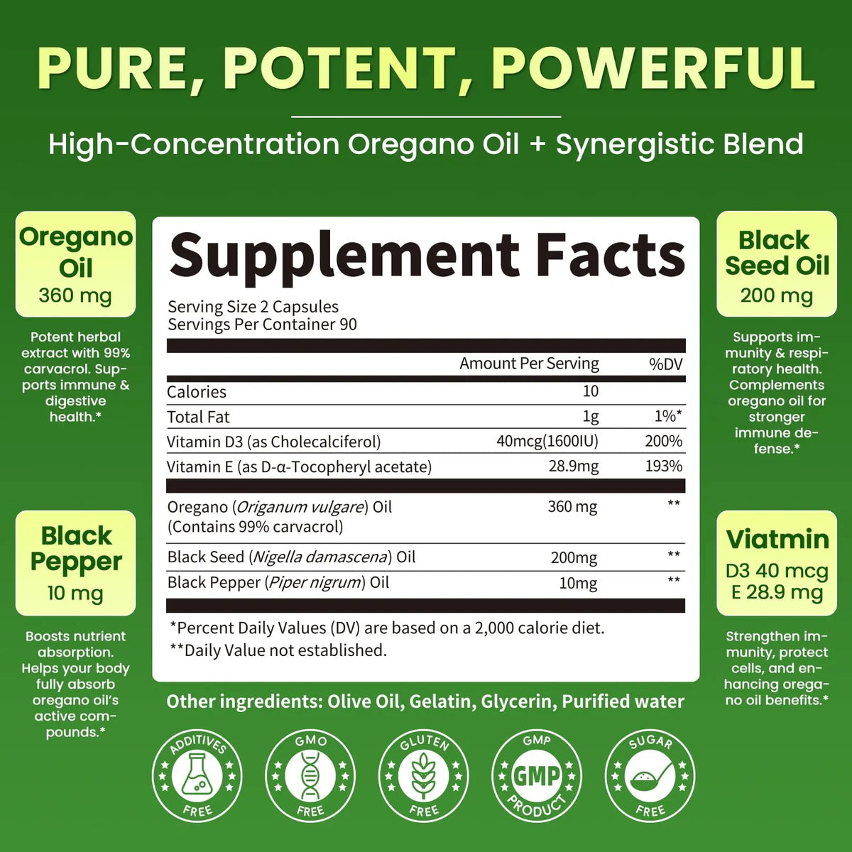 Lukaree Organic Oregano Oil Capsules with Black Seed Oil – 99% Carvacrol, 5-in-1 with Vitamin D3 & E, Black Pepper | 2-Pack BritishVita | Premium UK Vitamins & Wellness Supplements