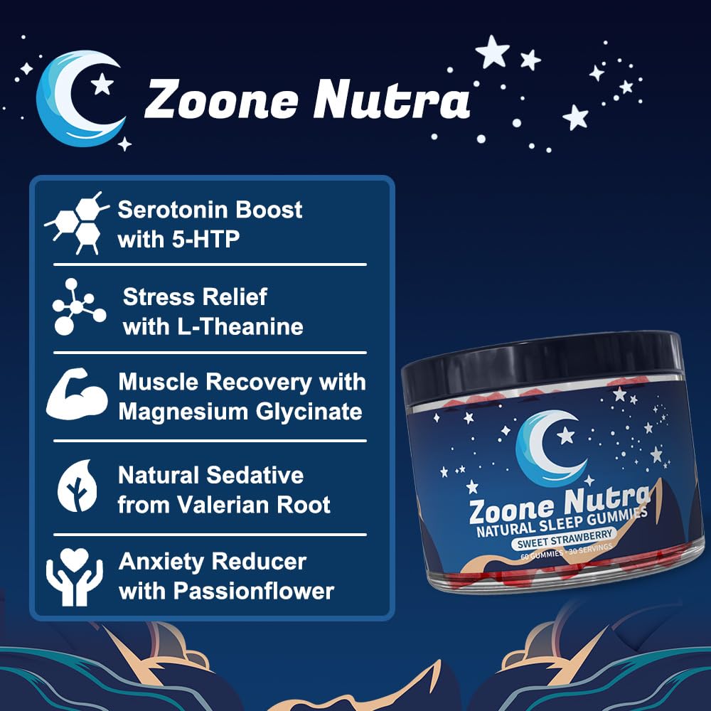 Zoone Nutra Lulla-Bites Sleep Gummies – Melatonin-Free Strawberry (60 Count)