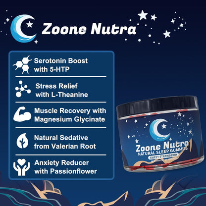Zoone Nutra Lulla-Bites Sleep Gummies – Melatonin-Free Strawberry (60 Count)