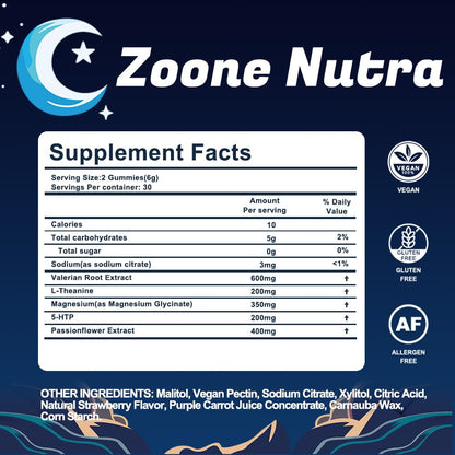 Zoone Nutra Lulla-Bites Sleep Gummies – Melatonin-Free Strawberry (60 Count)