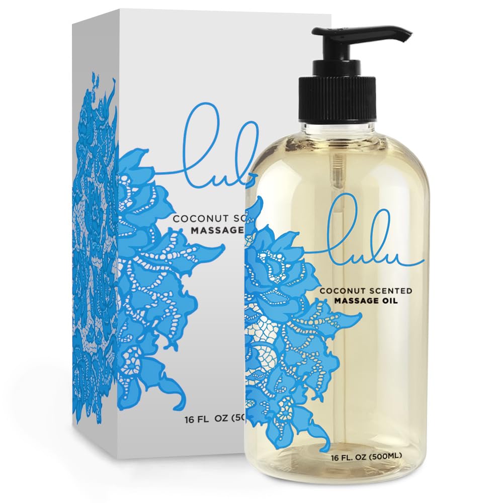 Lulu Coconut Massage Oil with Fractionated Coconut & Cocoa Butter | Hydrating Non-Greasy 16 oz
