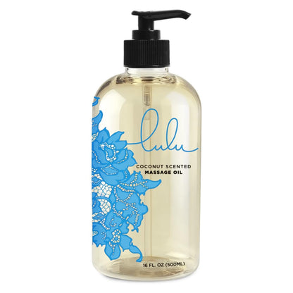 Lulu Coconut Massage Oil with Fractionated Coconut & Cocoa Butter | Hydrating Non-Greasy 16 oz