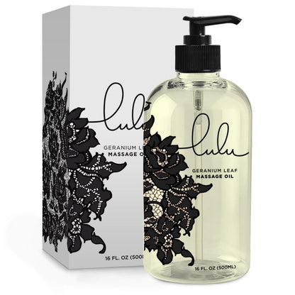 Lulu Geranium Massage Oil – Sweet Almond & Jojoba Oils 16 oz Pump