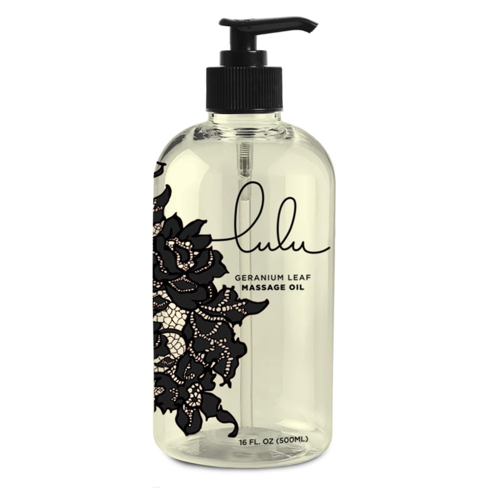 Lulu Geranium Massage Oil – Sweet Almond & Jojoba Oils 16 oz Pump