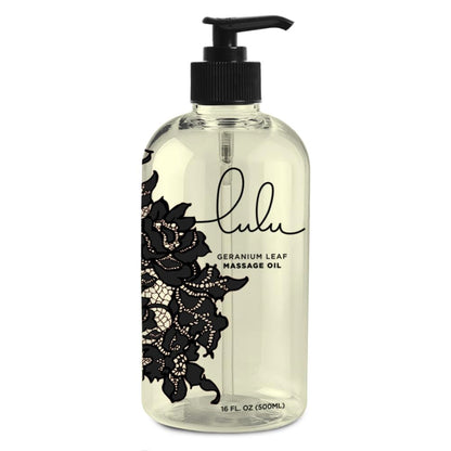 Lulu Geranium Massage Oil – Sweet Almond & Jojoba Oils 16 oz Pump