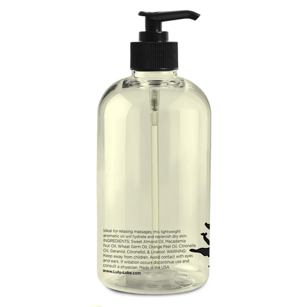 Lulu Geranium Massage Oil – Sweet Almond & Jojoba Oils 16 oz Pump