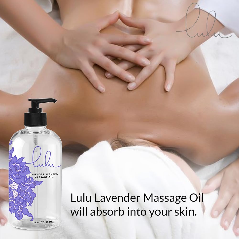 Lulu Lavender Massage Oil with Jojoba & Lavender – 16 oz