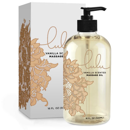 Lulu Vanilla Massage Oil – Non-Greasy with Fractionated Coconut & Cocoa Butter, 16 oz