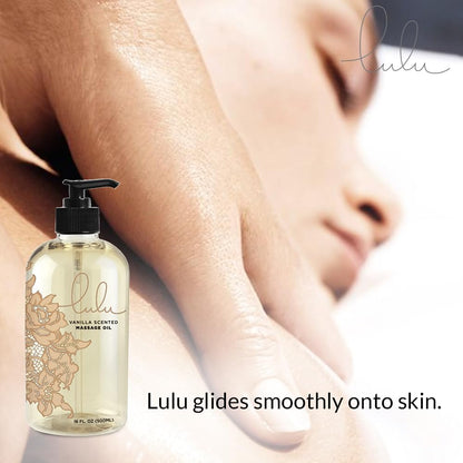 Lulu Vanilla Massage Oil – Non-Greasy with Fractionated Coconut & Cocoa Butter, 16 oz