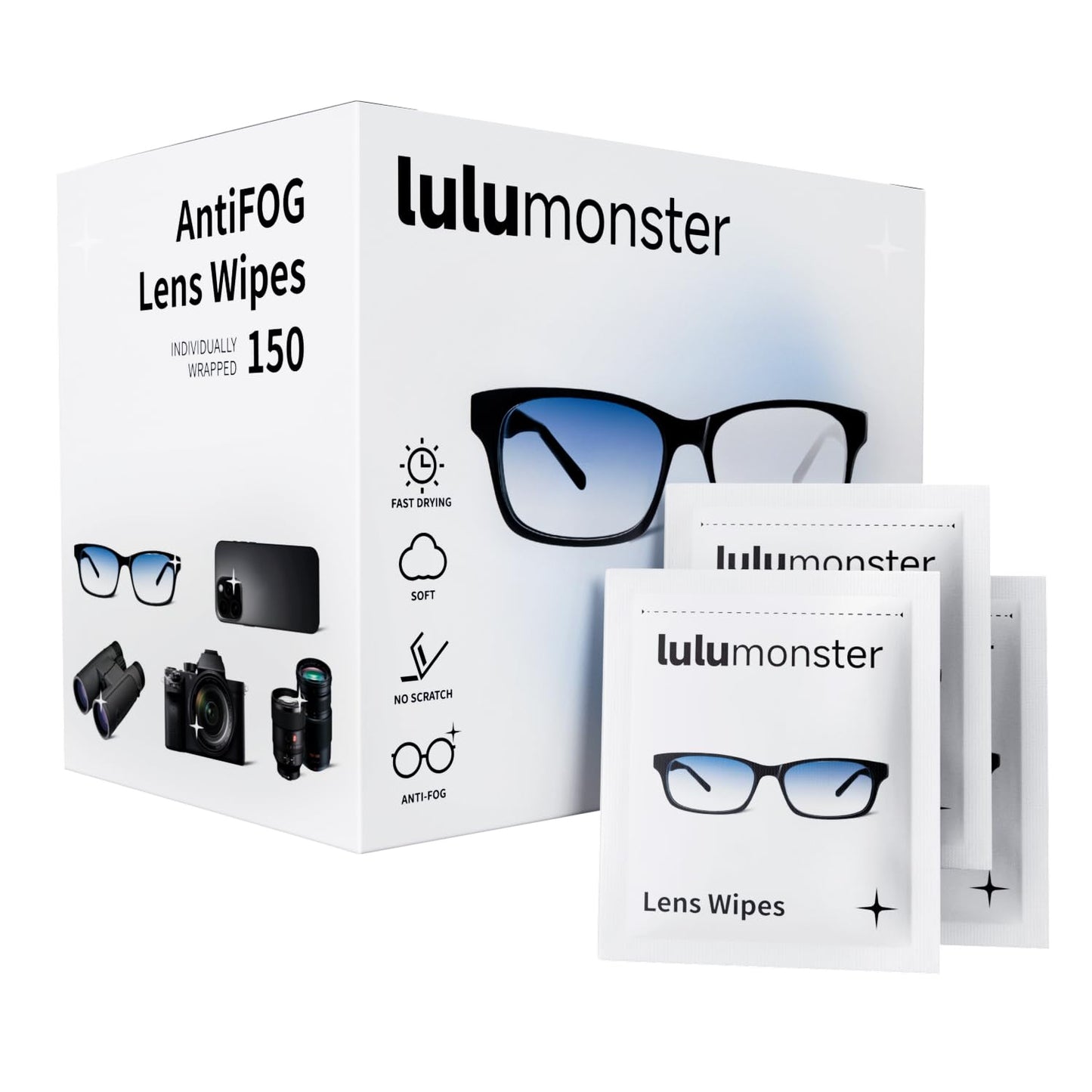 Anti Fog Lens Wipes for Eyeglasses – Lulumonster | 150 Pre-Moistened Wipes