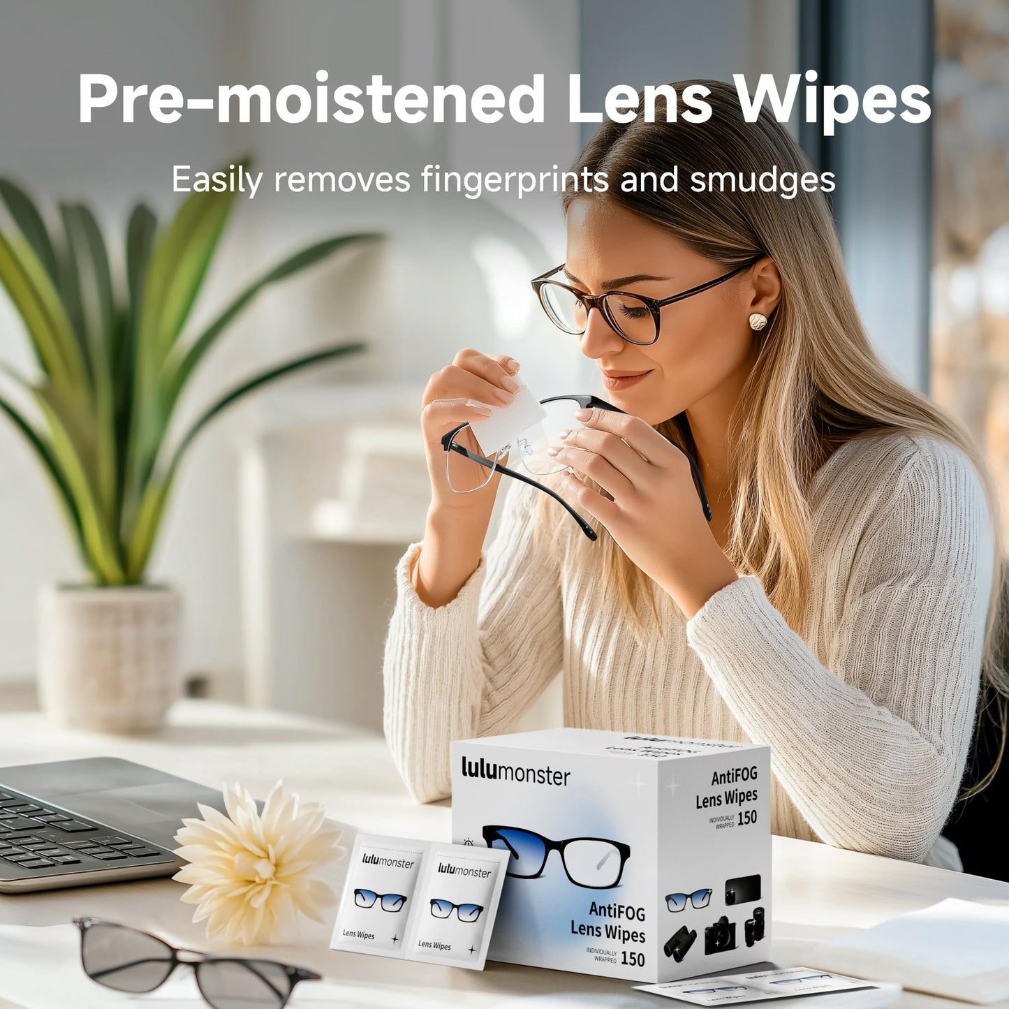 Anti Fog Lens Wipes for Eyeglasses – Lulumonster | 150 Pre-Moistened Wipes
