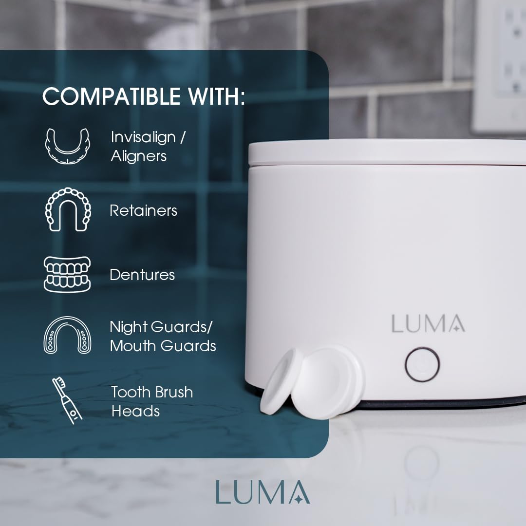 LumaPod Ultrasonic Dental Appliance Cleaner – 42kHz Sonic Cleaning