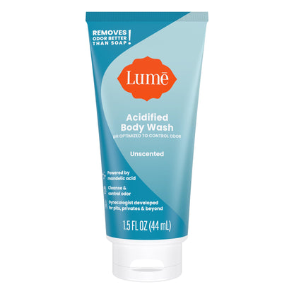 Lume Acidified Body Wash 5 Pack Minis – 24 Hour Odor Control, SLS & Paraben Free