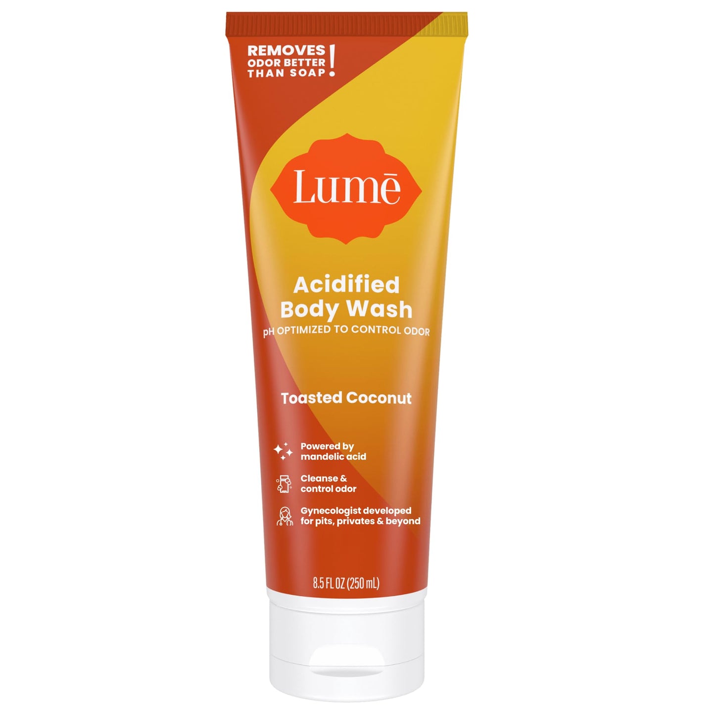 Lume Acidified Body Wash - 24 Hour Odor Control | Toasted Coconut, 8.5 oz