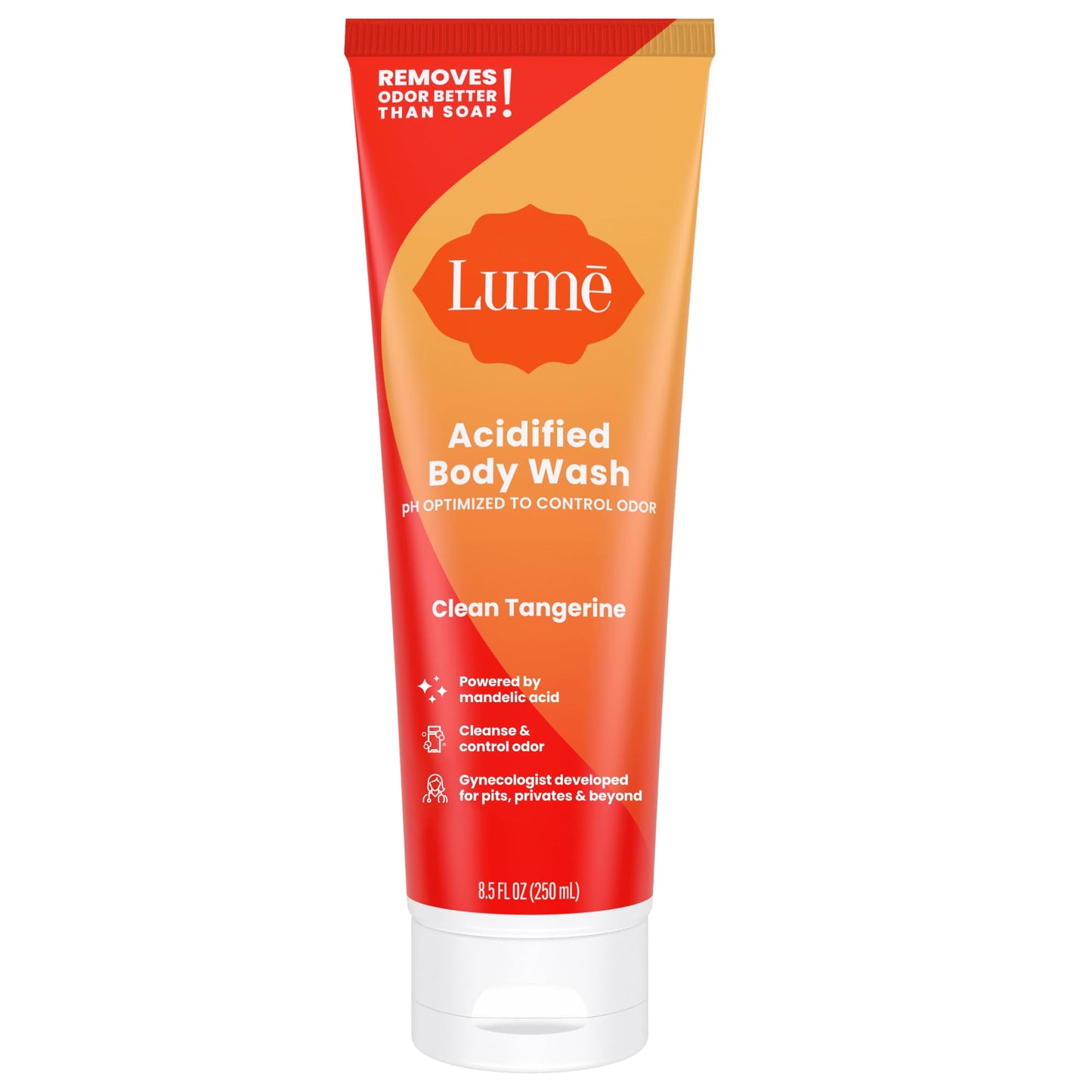 Lume Acidified Body Wash - 24 Hour Odor Control, Clean Tangerine, 8.5 oz