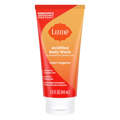 Lume Acidified Body Wash 5 Pack Minis – 24 Hour Odor Control, SLS & Paraben Free