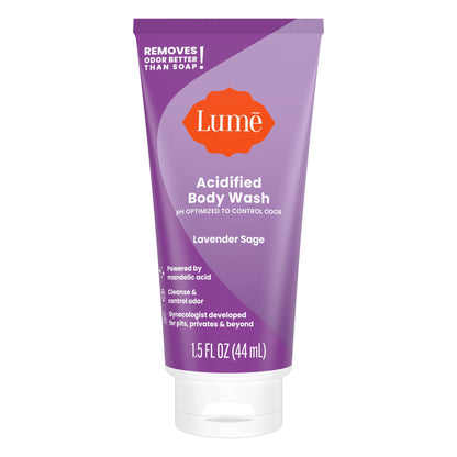 Lume Acidified Body Wash 5 Pack Minis – 24 Hour Odor Control, SLS & Paraben Free