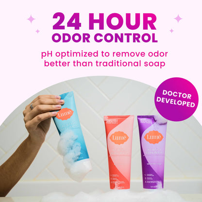 Lume Acidified Body Wash – 24-Hour Odor Control, SLS/Paraben Free, OB/GYN Developed – 8.5 oz Pack of 2 (Clean Tangerine & Lavender Sage)