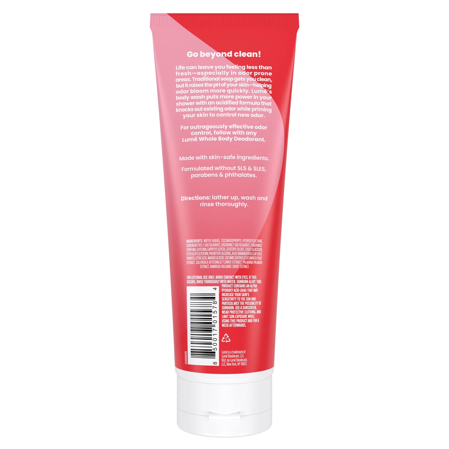 Lume Acidified Body Wash - 24 Hour Odor Control, Peony Rose, 8.5 oz