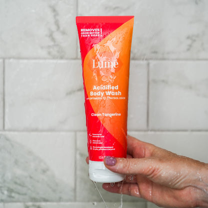 Lume Acidified Body Wash - 24 Hour Odor Control, Clean Tangerine, SLS & Paraben Free (8.5 oz Pack of 2)