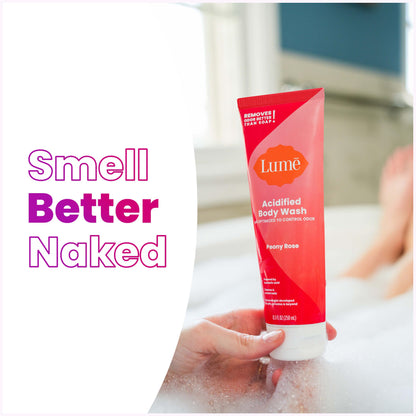 Lume Acidified Body Wash – 24 Hour Odor Control | Peony Rose | Pack of 2 (8.5 oz)