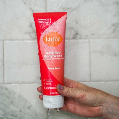 Lume Acidified Body Wash – 24 Hour Odor Control | Peony Rose | Pack of 2 (8.5 oz)