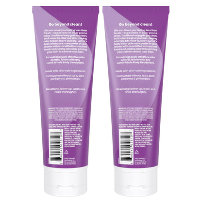 Lume Acidified Body Wash Lavender Sage – 24 Hour Odor Control (Pack of 2) | SLS & Paraben Free