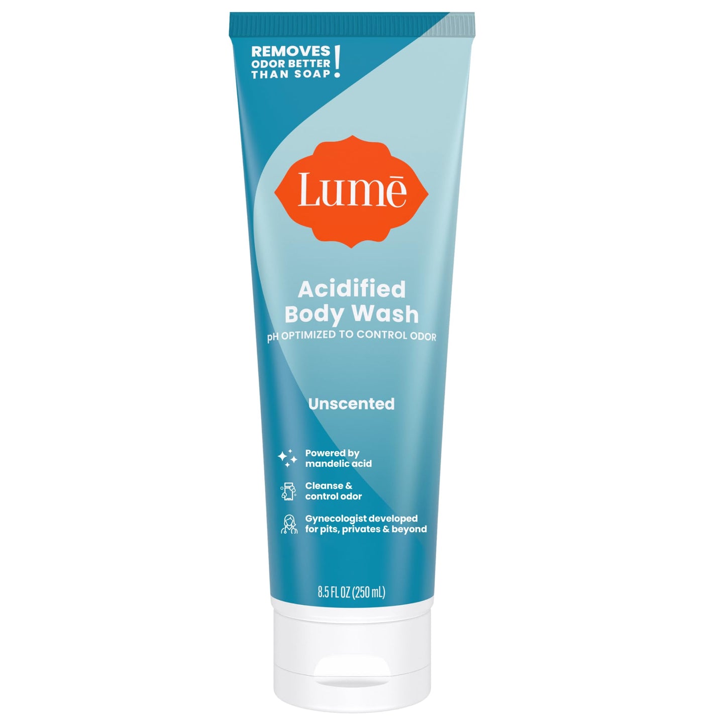 Lume Acidified Body Wash - 24 Hour Odor Control (Unscented) - 8.5 oz | OB/GYN Developed