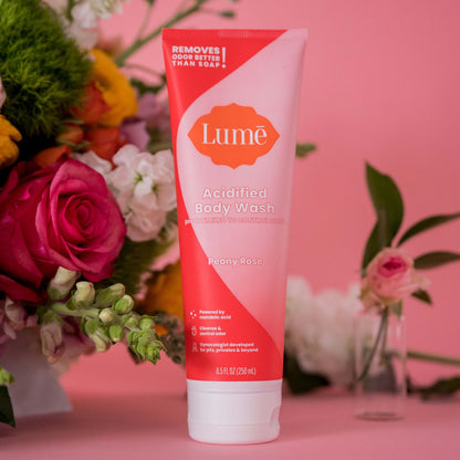 Lume Acidified Body Wash – 24 Hour Odor Control | Peony Rose | Pack of 2 (8.5 oz)