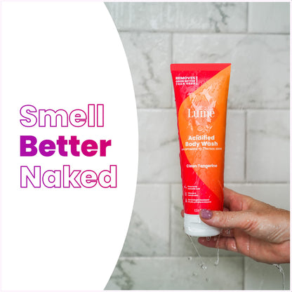 Lume Acidified Body Wash - 24 Hour Odor Control, Clean Tangerine, SLS & Paraben Free (8.5 oz Pack of 2)