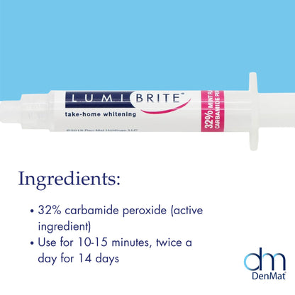 LumiBrite 32% Take-Home Whitening Gel Refill – 4 Syringes (2.5 mL) by DenMat