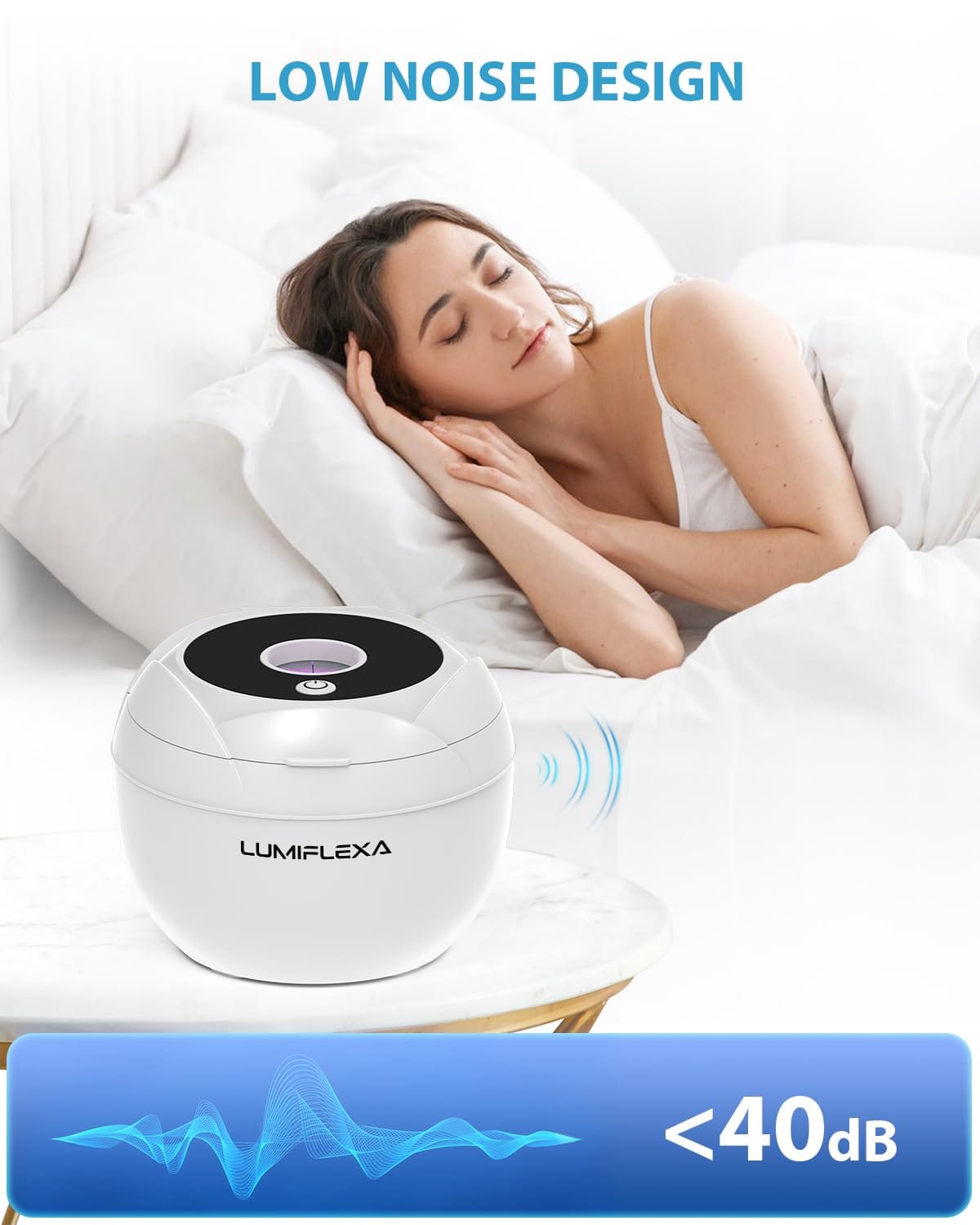 Lumiflexa Ultrasonic Retainer Cleaner – 45kHz, 4 Modes, 200ml Dental Pod (White)