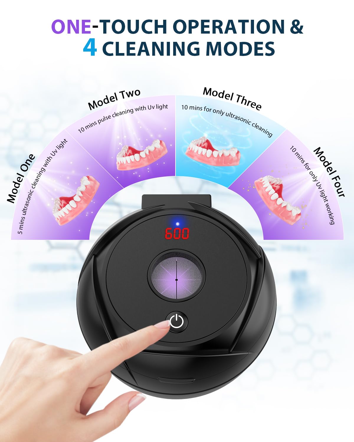 Lumiflexa Ultrasonic Retainer Cleaner 45kHz - 4 Modes, 200ml (Black)