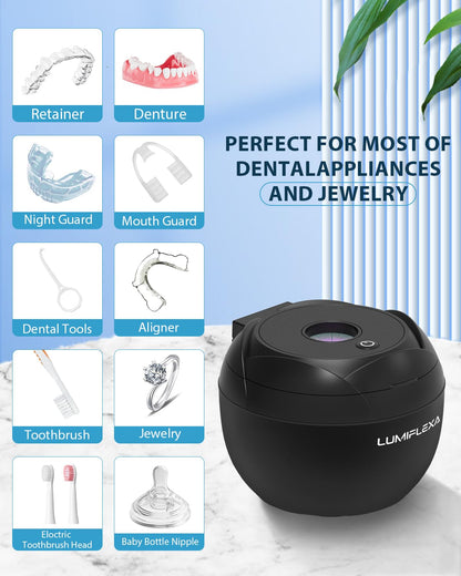 Lumiflexa Ultrasonic Retainer Cleaner 45kHz - 4 Modes, 200ml (Black)