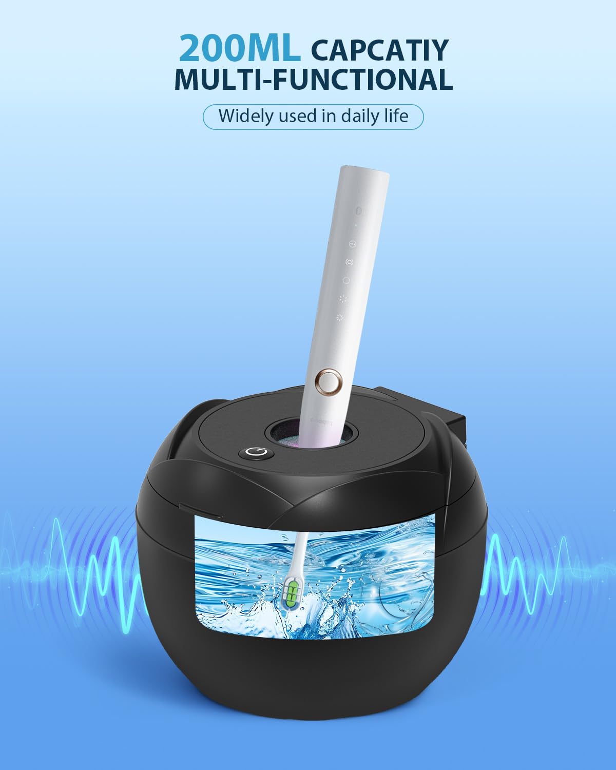 Lumiflexa Ultrasonic Retainer Cleaner 45kHz - 4 Modes, 200ml (Black)