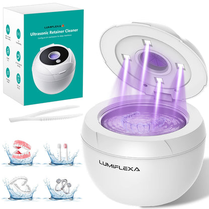 Lumiflexa Ultrasonic Retainer Cleaner – 45kHz, 4 Modes, 200ml Dental Pod (White)