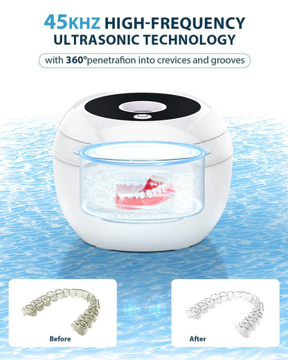 Lumiflexa Ultrasonic Retainer Cleaner – 45kHz, 4 Modes, 200ml Dental Pod (White)