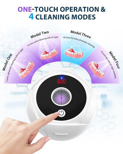 Lumiflexa Ultrasonic Retainer Cleaner – 45kHz, 4 Modes, 200ml Dental Pod (White)