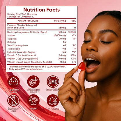 Lumin Hair Growth Gummies for Black Women – Biotin, Collagen & Botanicals | Non-GMO 60 Gummies