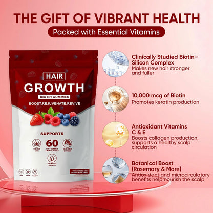 Lumin Hair Growth Gummies for Black Women – Biotin, Collagen & Botanicals | Non-GMO 60 Gummies