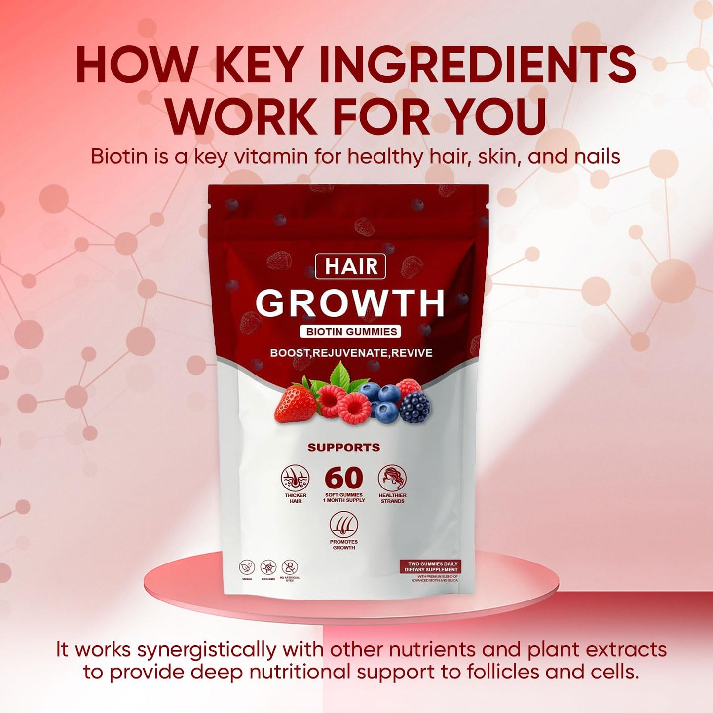 Lumin Hair Growth Gummies for Black Women – Biotin, Collagen & Botanicals | Non-GMO 60 Gummies