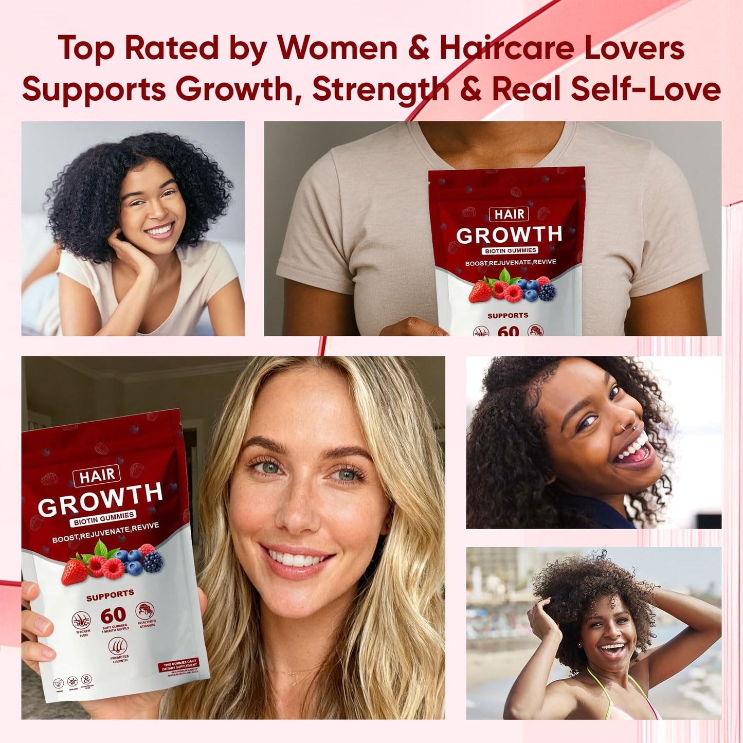 Lumin Hair Growth Gummies for Black Women – Biotin, Collagen & Botanicals | Non-GMO 60 Gummies